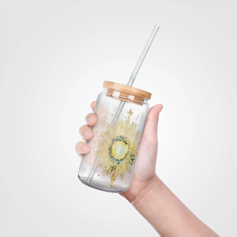Product image for Soda Can Glass with Bamboo Lid and Straw image number 0