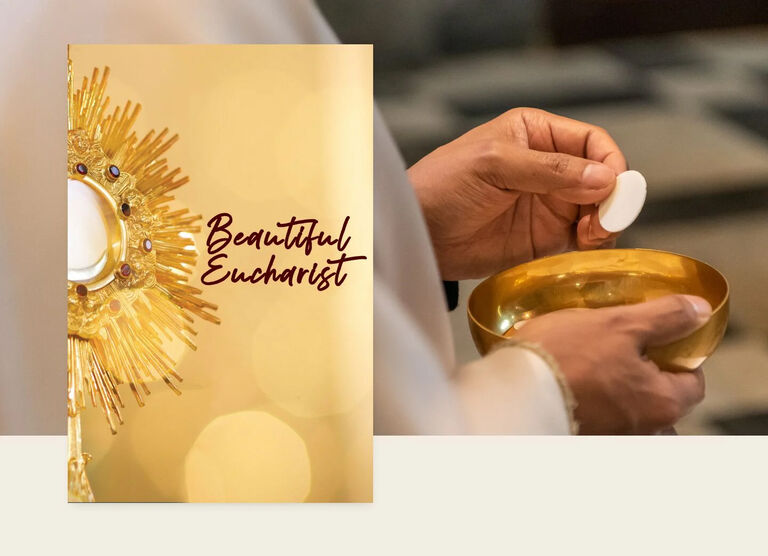 The book cover for the mindful catholic written in all caps and purple text by Dr. Gregory Bottaro sits in front of the background of a woman on the far right facing away from the camera sitting on a rock with her dark hair blowing in the wind while looking out into the ocean